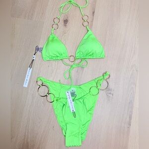 NWT ✨ Monica Hansen Swimwear x Revolve ‘Icon’ Lime Green Swimsuit Size Medium